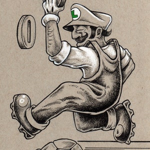 Luigi Super Mario Bros art open edition signed fine art wall print - by Bryan Collins