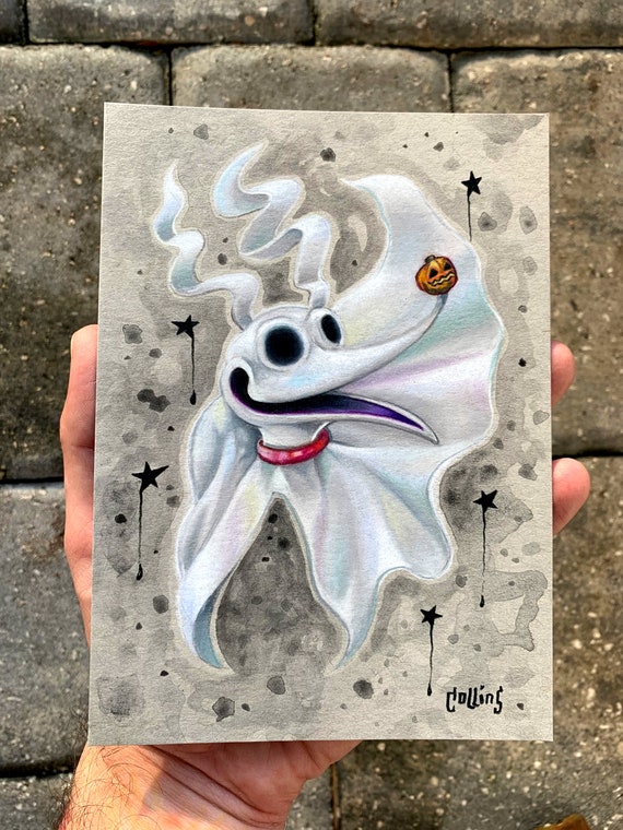 Zero Nightmare Before Christmas Pop Art Drawing Wall Print - by