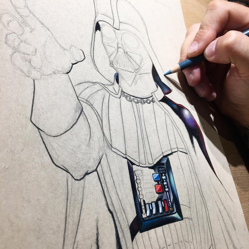 Darth Vader Original 8x10 Star Wars pop art on wood by Bryan Collins
