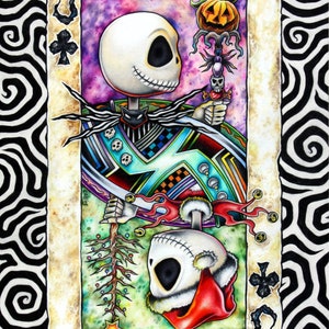 Jack Skellington O Estranho Mundo de Jack arte de parede popular pequena impressão como Valete de Paus Carta de Baralho - por Bryan Collins