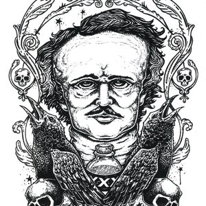 Edgar Allan Poe Raven Vinyl Sticker by Bryan Collins image 1