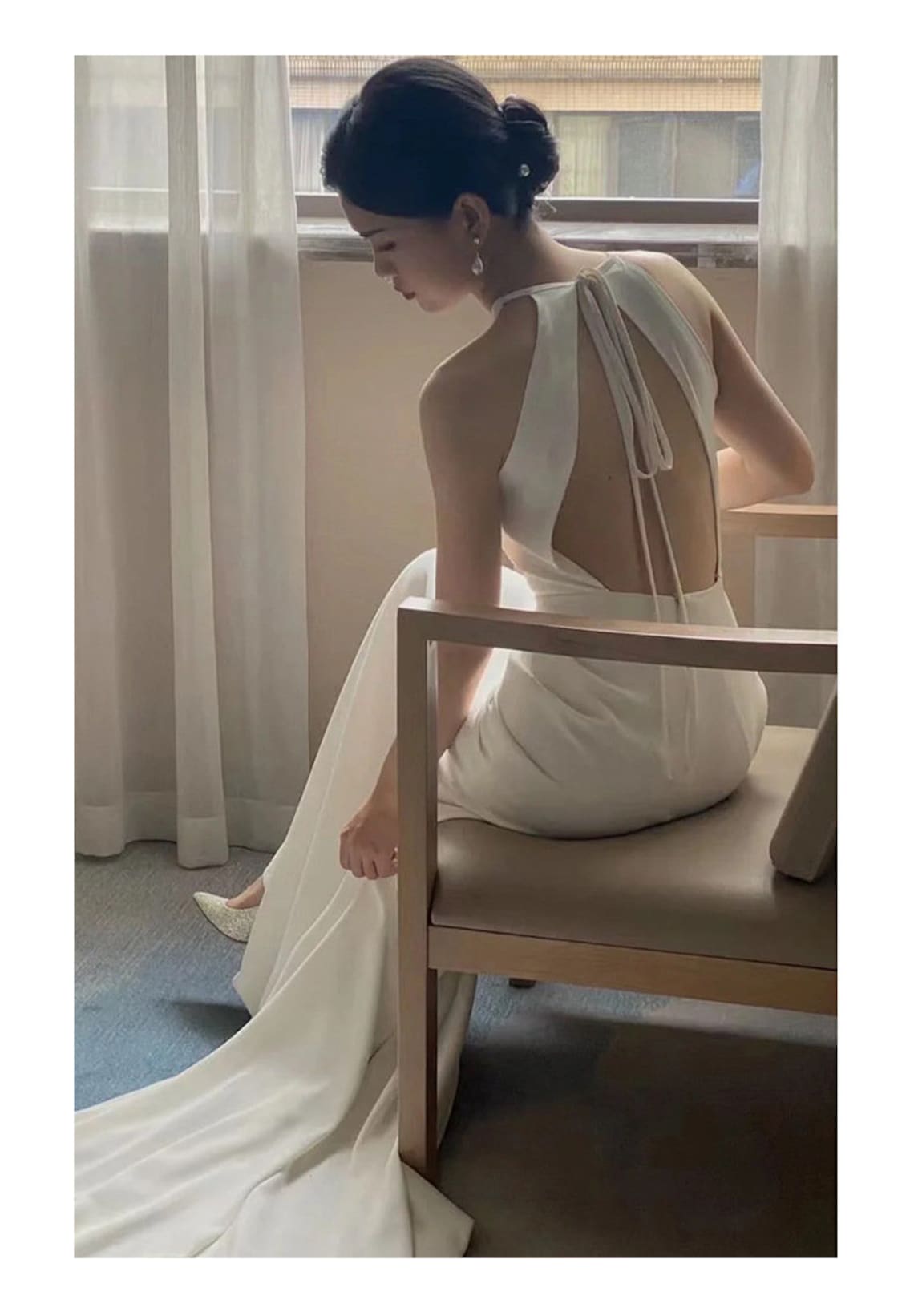 Elegant Engagement Dress Halter Neck Sleeveless Backless Natural Waist  Short Engagement Dress main image 0