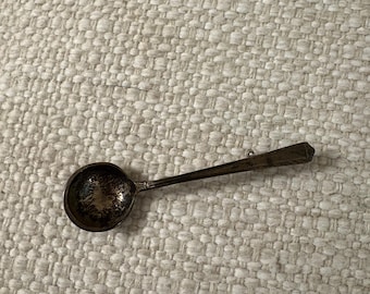 Antike Sterlingsilber-Löffeluhr mit Weizengarbe-Design und teilweisem Werbetext, um 1890–1920. Orig. Patina und Arbeitsclip.