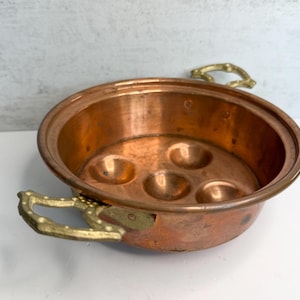 Beautiful French Vintage Ornamental Copper & Brass Escargot / Snail  / Egg Poaching Pan