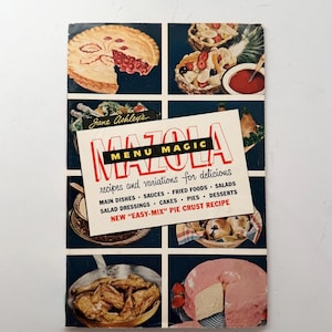 1951 Mazola Menu Magic Recipe Pamphlet Vintage Pie Crust Cake & Fried Food Recipes Mid Century MCM Food Advertising