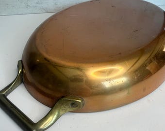 Vintage Paul Revere 1801 Bicentennial Copper Oval Au Gratin Pan, 12" x 8.5", Solid Brass Handles, 1776-1976 Limited Edition Cookware