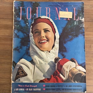 Vintage February 1944 Ladies Home Journal Magazine 1940s Ephemera Mid Century MCM John Steinbeck Eleanor Roosevelt