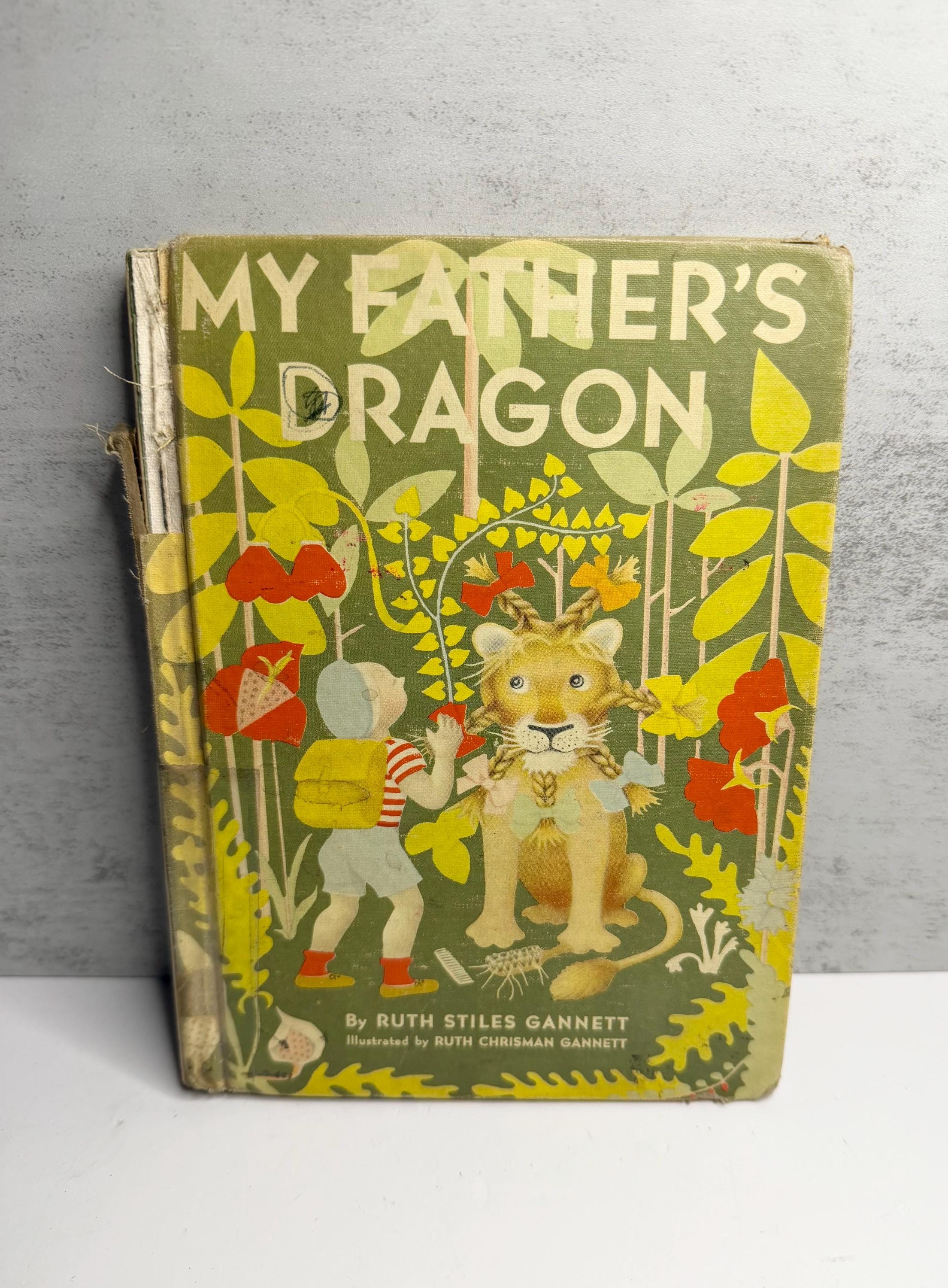 My Father's Dragon by Ruth Stiles Gannett, Vintage Hardcover Book 1948 Ex-Library Edition, Children's Classic, Collectible Fantasy Story