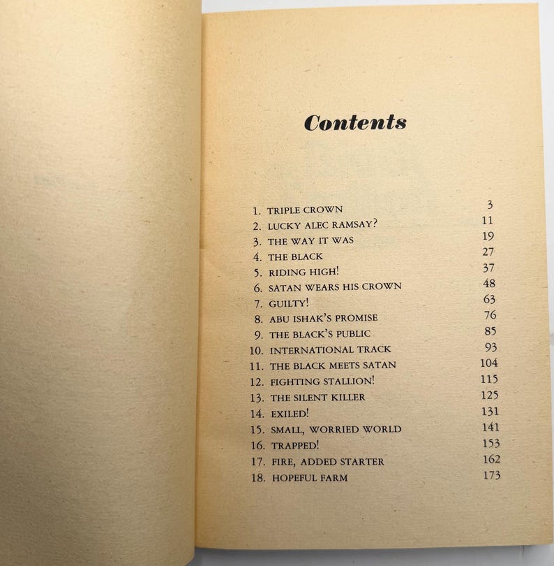 May include: Open book with a contents page. The title "Contents" is at the top, followed by a list of chapter titles and page numbers. The pages are off-white with black text.