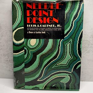 1970 Vintage Needlepoint Design by Lou Gartner Malachite Cover Mid Century Modern Retro Home Decor Pillow Rug Needlecraft Pattern Book