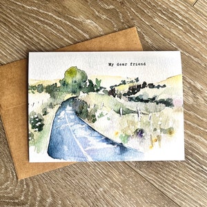 Krebs Unterstützung Karte: Aquarell Landschaft, Ermutigung Geschenk