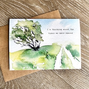 Krebs Unterstützung Karte: Aquarell Landschaft, Ermutigung Geschenk