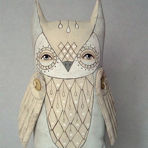 White Owl-- Original Contemporary Folk Art Doll-- LAST ONE-- Made to order within a week