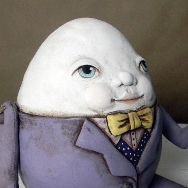Humpty Dumpty Easter Egg Contemporary Folk Art Doll Sculpture Hand Painted Original OOAK