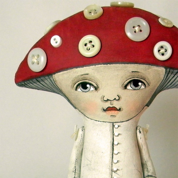 Mushroom-- Folk Art Doll Amanita Toadstool-- Made to order within a week