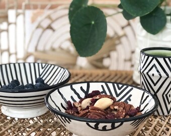 Modern Moroccan Geometric Bowl In Monochrome