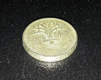 Queen Elizabeth Ein-Pfund-Münze, Wales, Lauch, Sammlerstück, selten, 1985
