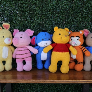 Crochet Winnie The Pooh Bear Piglet Tigger Eeyore Rabbit Roo Lumpy Storybook Characters Amigurumi Plush Doll Perfect for Baby Birthday Gift