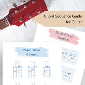 Chord Sequence Guide for Guitar - Beginner Guitar, Educational Posters, Music Theory Cheat Sheet, Digital Download