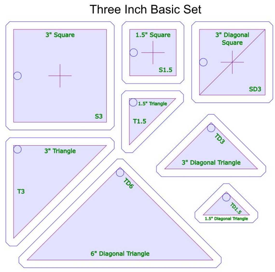Quilting Patchwork Templates 3 Inch Set Etsy