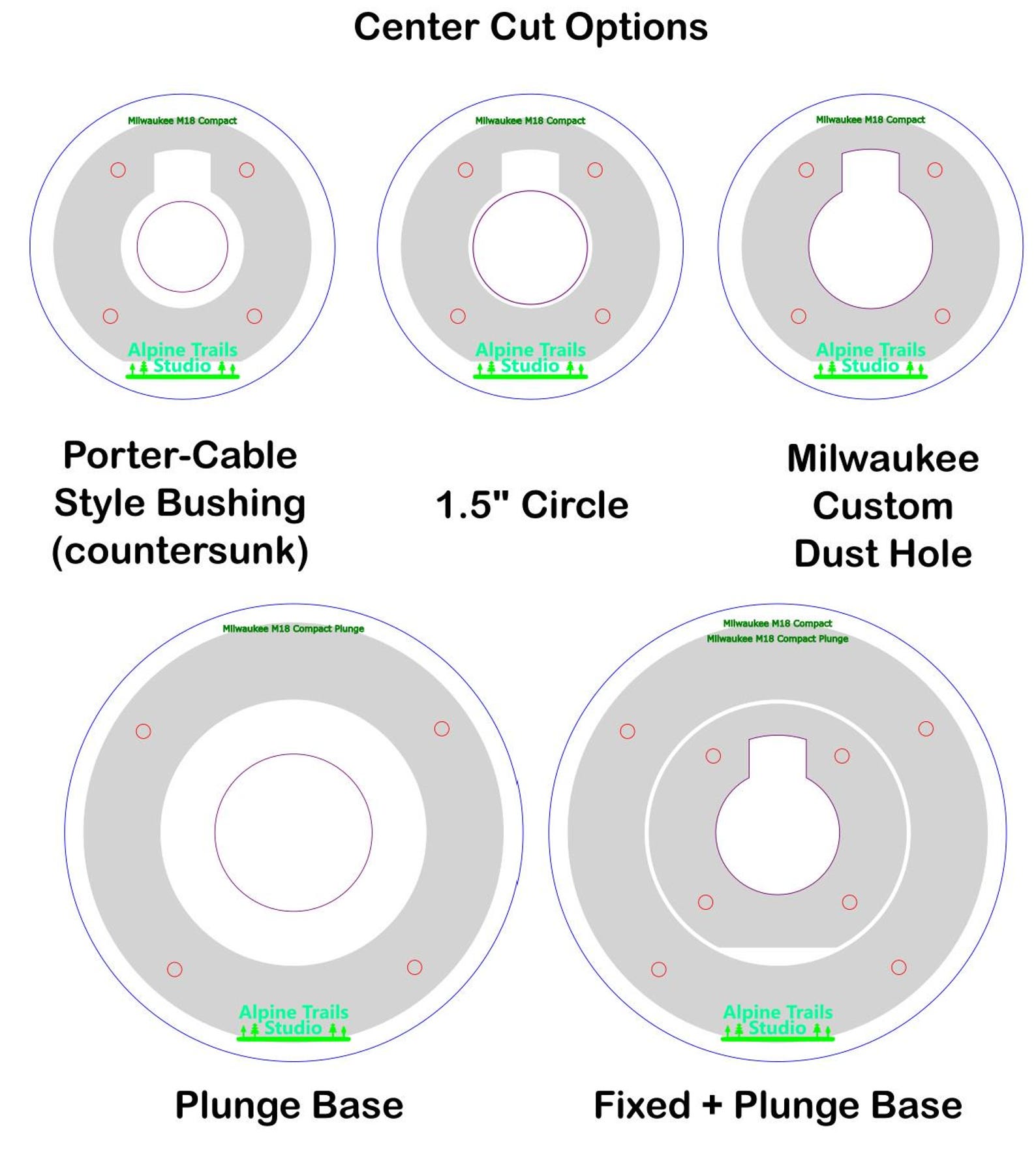 Router Base Plates for Milwaukee Compact Palm Routers (M18 1/4