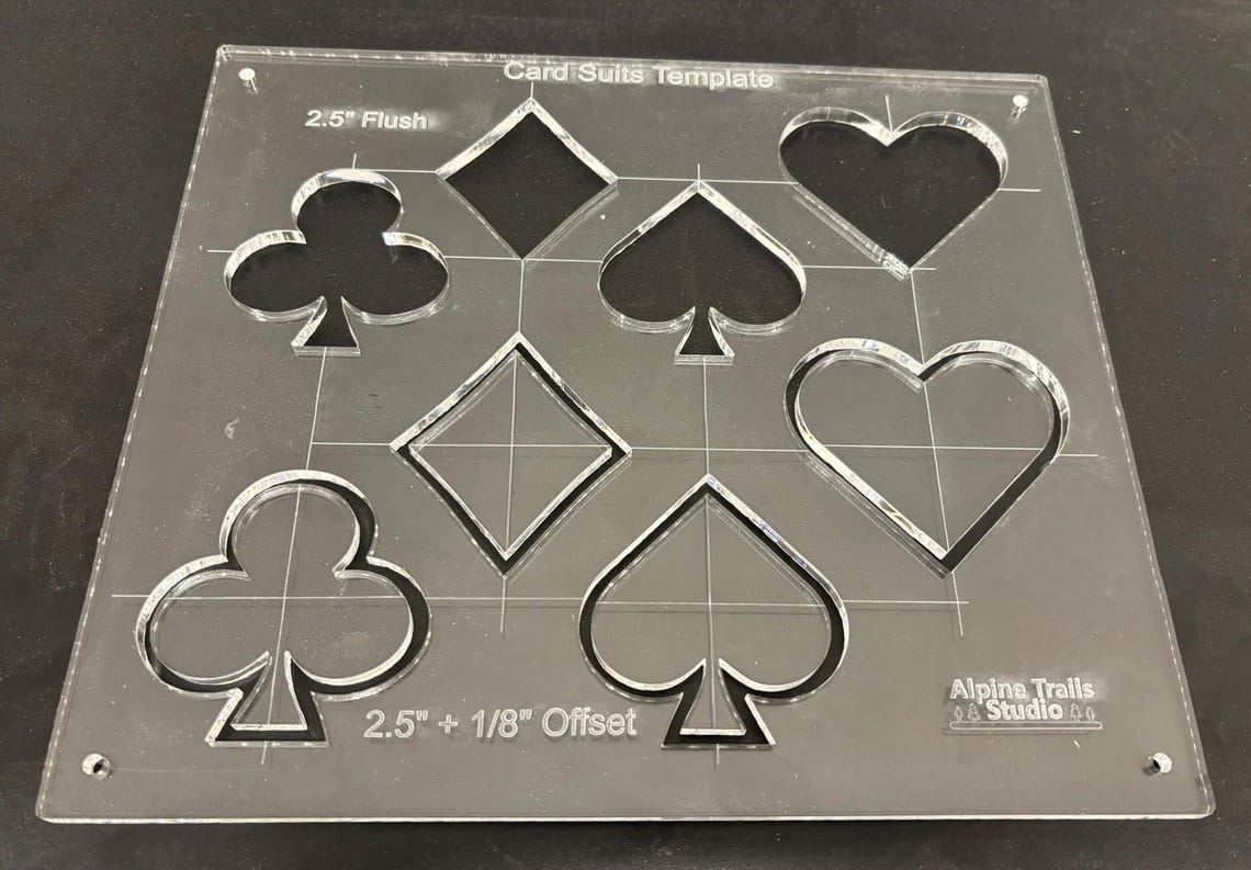 Card Suits Router Template - Hearts, Diamonds, Clubs, and Spades - Etsy