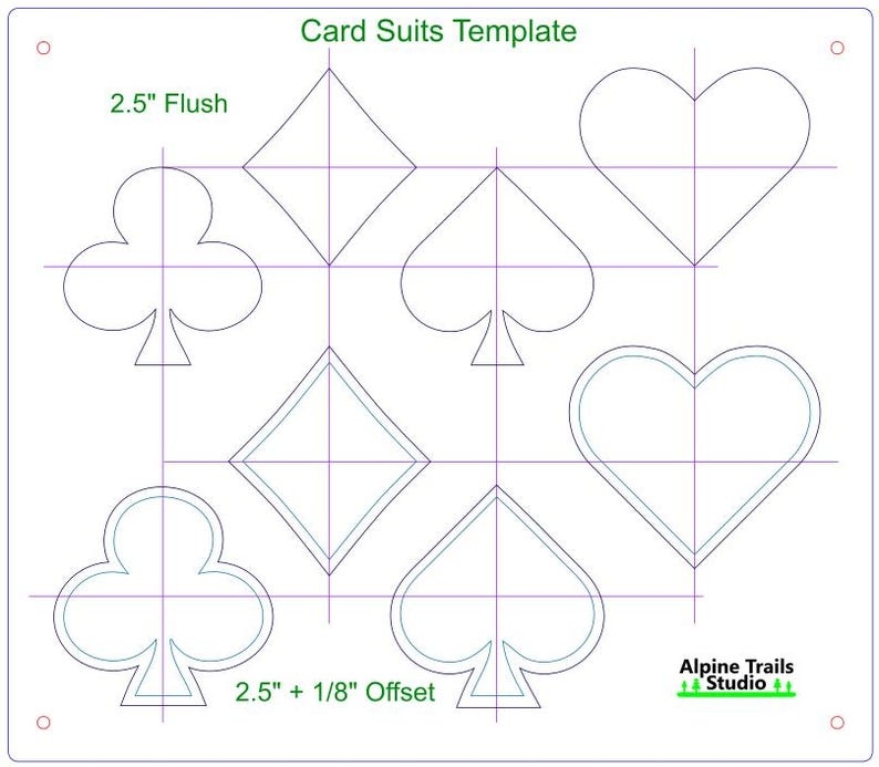 Card Suits Router Template - Hearts, Diamonds, Clubs, and Spades - Etsy