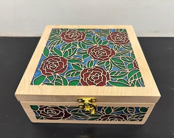 Caja de arce para joyería o regalo hecha a mano con incrustaciones de epoxi - Edición limitada