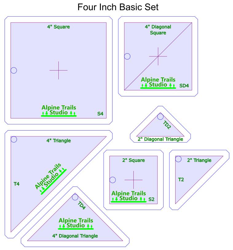 Patchwork Template Set Quilting Patchwork Templates - 4 Inch Set - Etsy UK