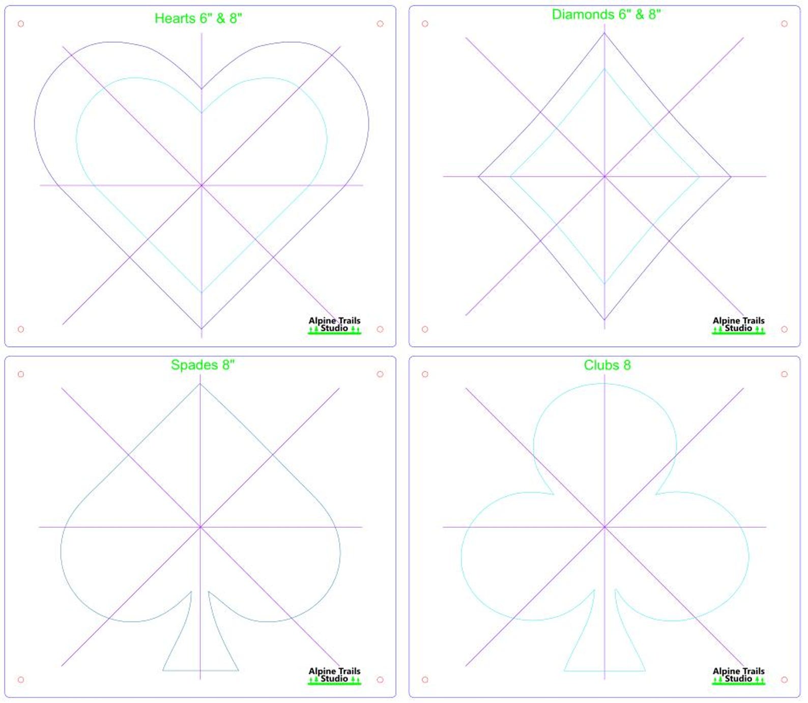 Card Suits Router Template - Hearts, Diamonds, Clubs, and Spades - Etsy
