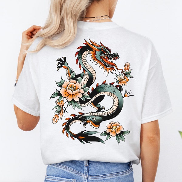 Traditional Tattoo Shirt of Blue Dragon - Unisex Vintage Fashion Tee, Perfect Gift for Classic Tattoo Shirt Lovers