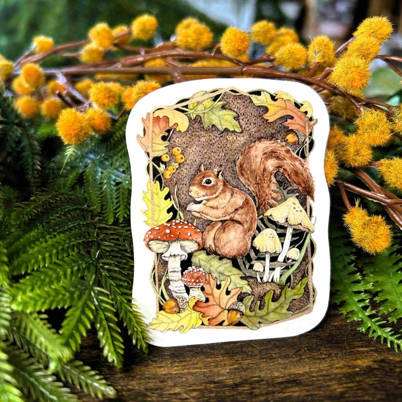 Red Squirrel Sticker- Laptop Decal for Nature Lovers - Waterproof - Animal Art - Journal Decoration