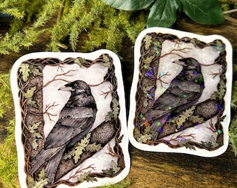 Raven Crow Corvid Sticker- Laptop Decal for Nature Lovers - Waterproof - Animal Art - Journal Decoration