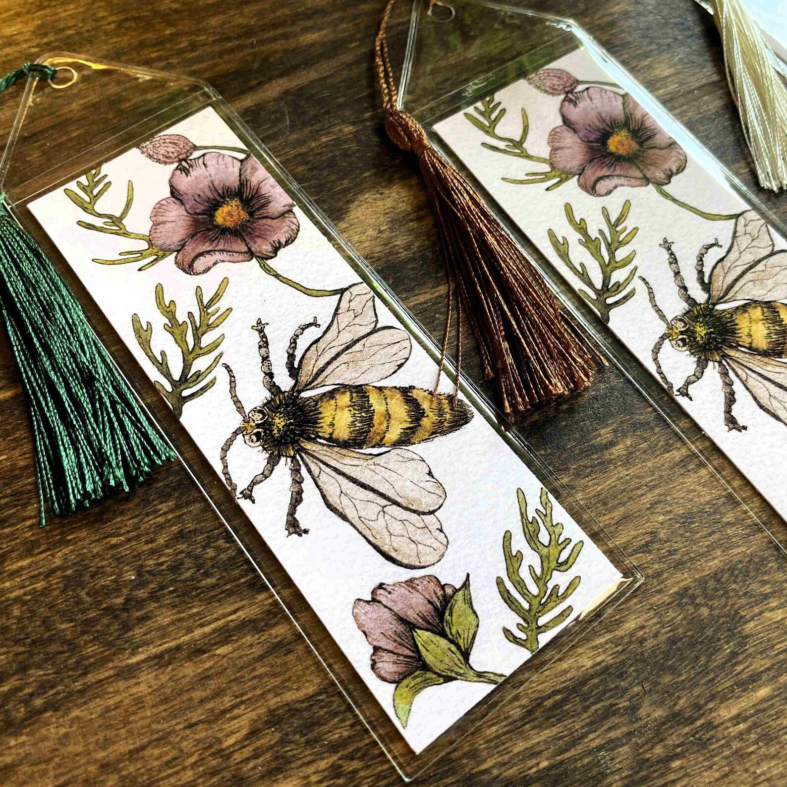 Handmade Honey Bee Bookmark: Botanical Watercolor Art - Etsy