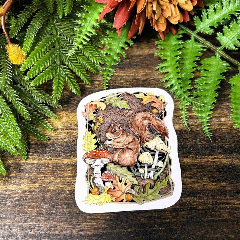 Red Squirrel Sticker- Laptop Decal for Nature Lovers - Waterproof - Animal Art - Journal Decoration