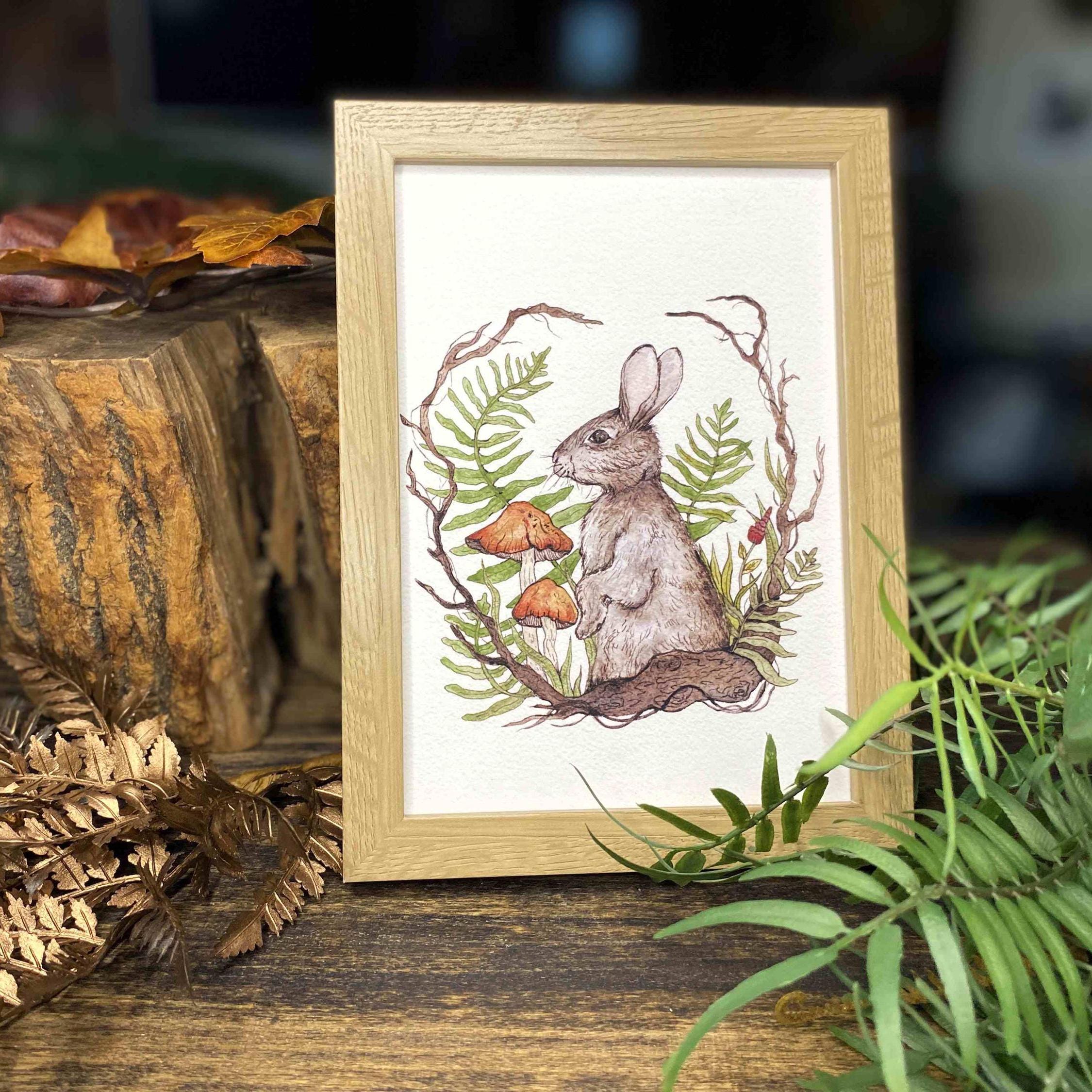 Whimsical Rabbit in Woodland Forest - Magical Print Wall Decor- Nursery ...