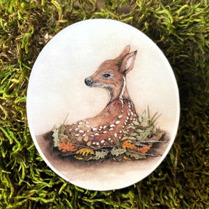 Beautiful Watercolor Deer and Fawn Stickers - Cute, Durable, Artsy Decals - Waterproof Laptop and Journal Stickers - Water Bottle and Phone