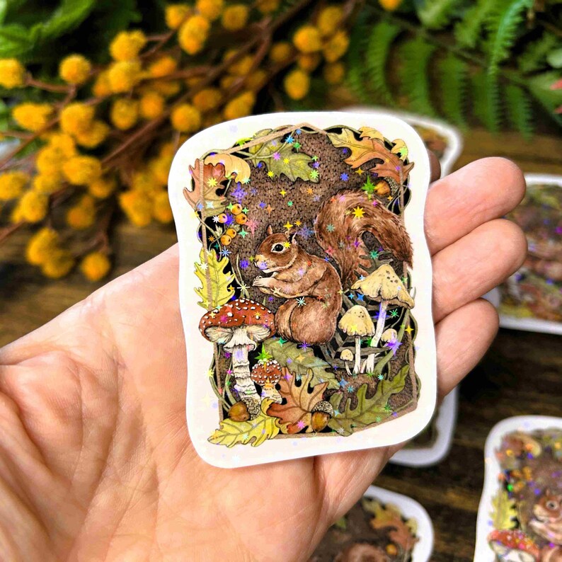 Red Squirrel Sticker- Laptop Decal for Nature Lovers - Waterproof - Animal Art - Journal Decoration