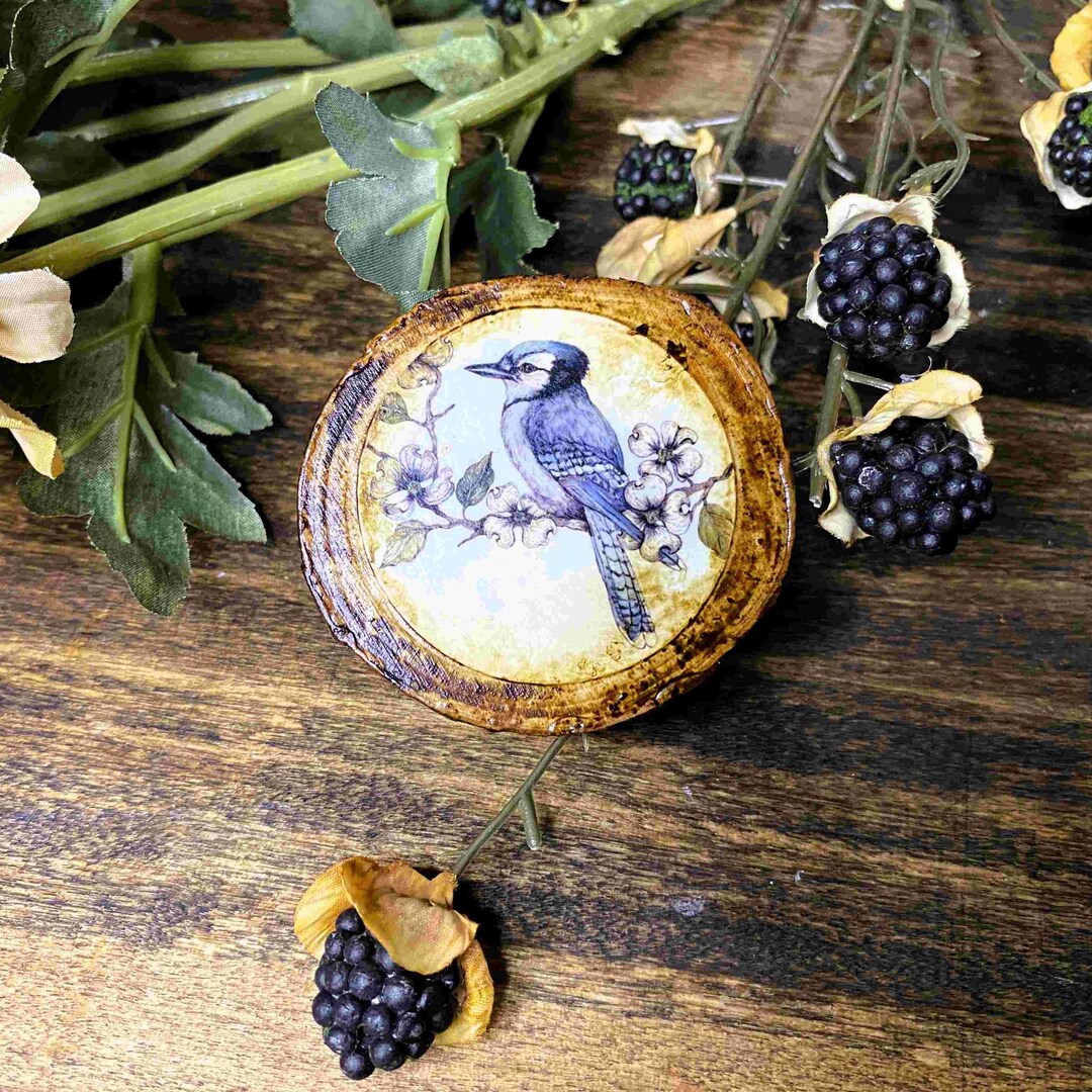Green - Bird Original Blue Pottery Ceramic Fridge Magnet