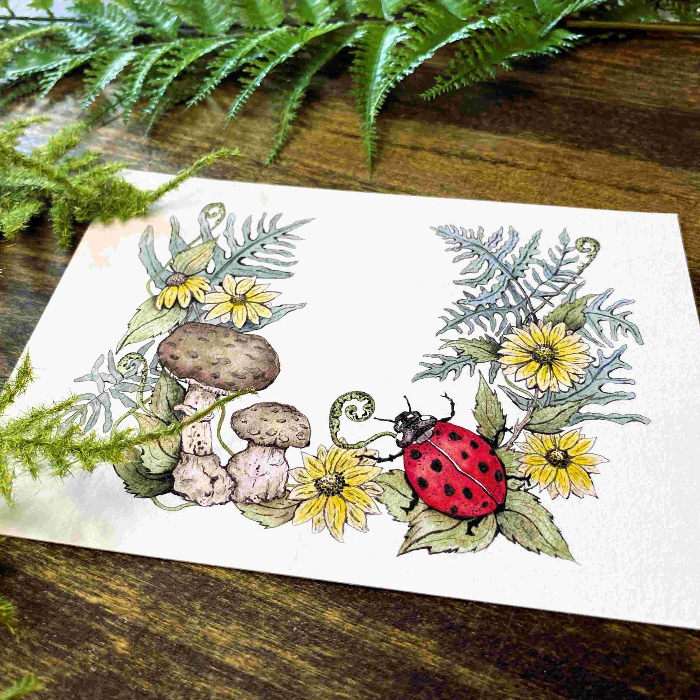 Ladybug and Daisy Watercolor Art Print: Nature Wall Decor - Etsy
