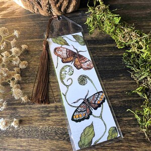 beautiful hand painted watercolor moth bookmark butterfly perfect gift for her bibliophile in protective sleeve with choice of tassel color