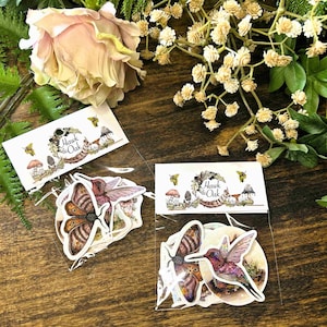 Enchanted Forest Mini Sticker Pack, Waterproof Vinyl, Nature Lover Gift, Laptop Sticker Journal Water Bottle