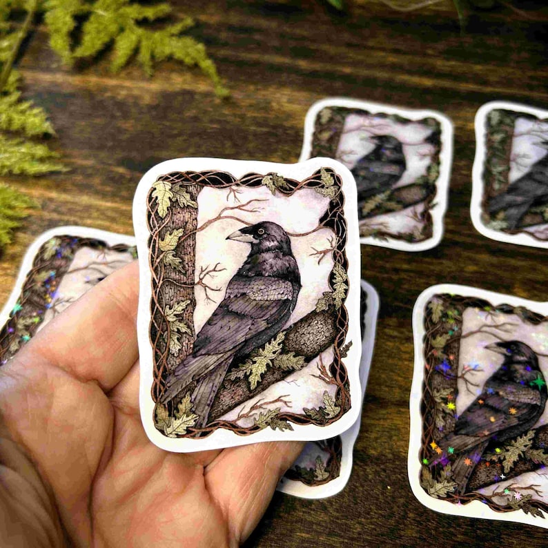 Raven Crow Corvid Sticker- Laptop Decal for Nature Lovers - Waterproof ...