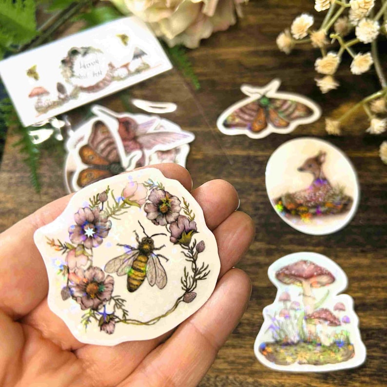 Enchanted Forest Mini Sticker Pack, Waterproof Vinyl, Nature Lover Gift, Laptop Sticker Journal Water Bottle