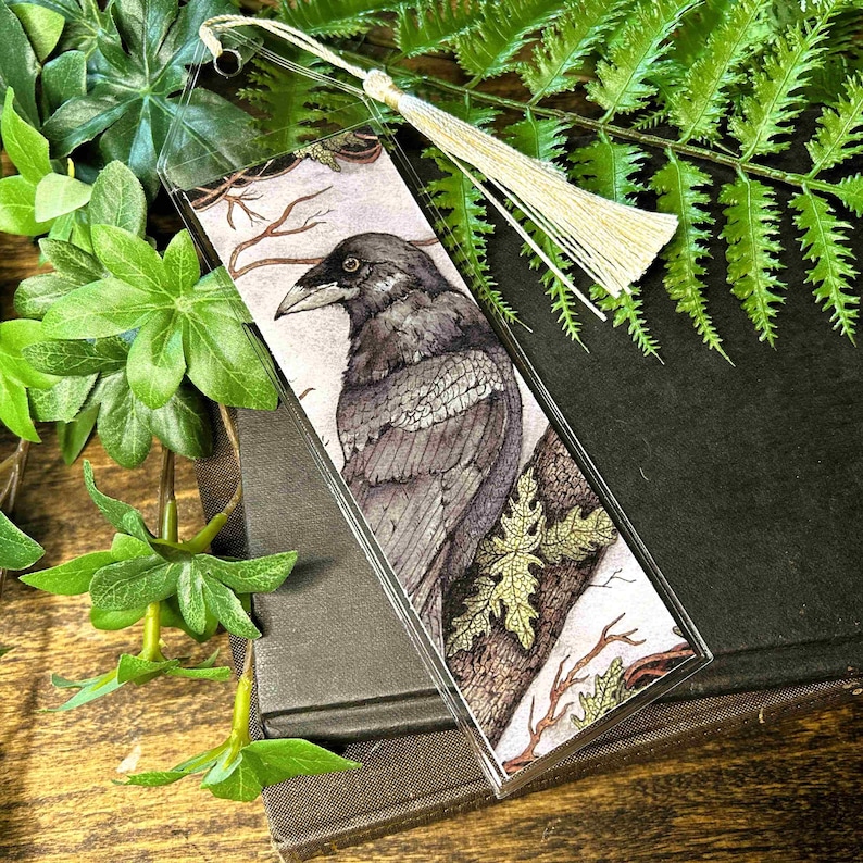 Raven Bookmark: Handmade Watercolor Crow Art - Gift for Book Lovers - Etsy
