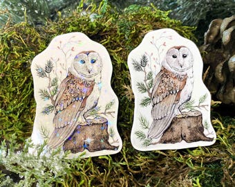 Watercolor Barn Owl Sticker: Waterproof Vinyl Decal for Laptop, Water Bottle
