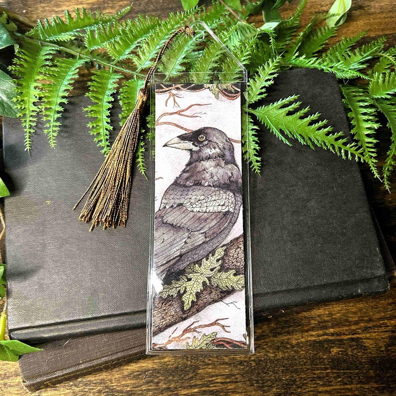 Raven Bookmark: Handmade Watercolor Crow Art - Gift for Book Lovers - Etsy