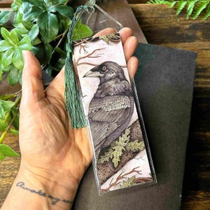 Raven Bookmark: Handmade Watercolor Crow Art - Gift for Book Lovers