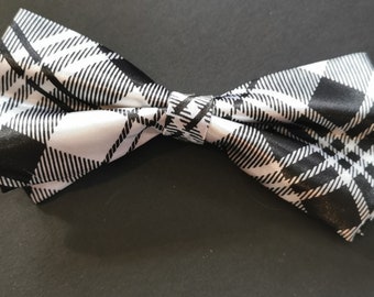 grey Tartan Satin Bow Neck Tie - Japan School Girl Style