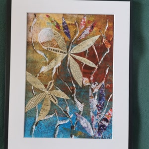Collage su Gelli Art. Realizzato nel Regno Unito con tecnica mista e carte di libri d'epoca recuperati dalla discarica. "Been Here Before"